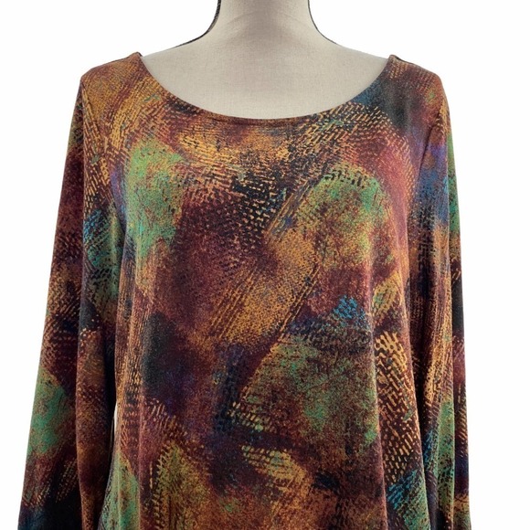 COLDWATER Creek Printed Side Tie Waist Blouse L - Picture 2 of 11